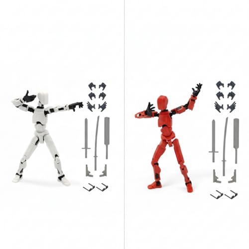 Image of Dummy13 Fully Articulated Action Figure | 3D Printed Robot Assembly Kit | 5.4 Inch Tall Poseable Toy | Dynamic Poses | DIY Collectible Model | Made in India (Combo - White Red)