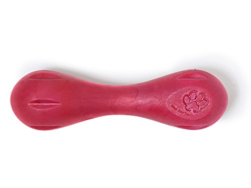 West Paw Zogoflex Hurley Durable Dog Bone Chew Toy for Aggressive Chewers, 100% Guaranteed Tough, It Floats!, Made in USA, Small, Ruby