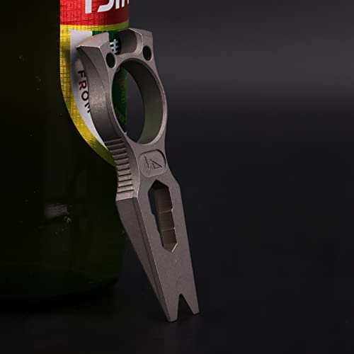 Hamans Titanium Edc Multi Tool With Wrench Bottle Opener Pry Bar Function Mini Portable Keychain (Grey) #TOP6