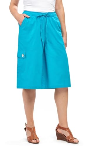 Women's 100% Calcutta Cotton Split Skirt-Culottes with 4 Pockets,All Round Elastic Waistband and Drawstring