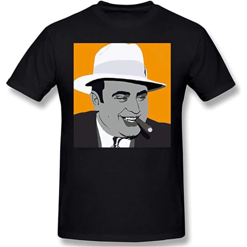 NewsuRe Al Capone Gangster Black Mens T-Shirt Graphic Unisex Tee Shirt 3XL