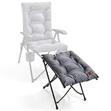EVER ADVANCED Folding Camping Footrest Ergonomical Ottomans for Living Room Collapsible Garden Footstool Lightweight Leg Rest with Carry Bag for Bedroom Garden Patio, Outdoor, LightGrey