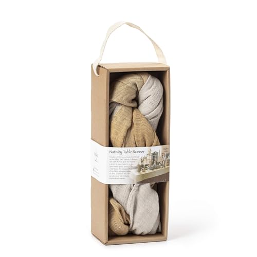 Willow Tree Nativity Chemin de Table decoration de Noel lin beige - 5