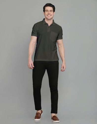 Image of INKKR Men Regular Fit Polo Neck Half Sleeve Solid Casual T-Shirt with Chest Pocket | Pack of 3