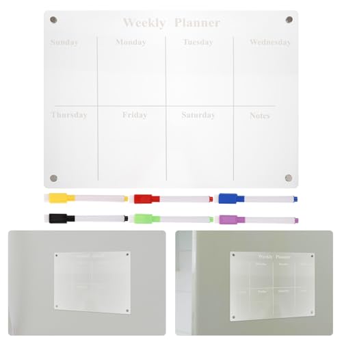Tableau calendrier acrylique transparent pour réfrigérateur avec marqueurs effaçables