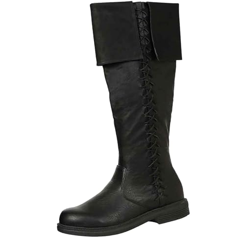 Generisch Zapatos de hombre Zapatillas de deporte al aire libre y tacón grueso, transpirables, modernas, redondas, zapatos de tacón grueso para hombre, Negro , 45 EU