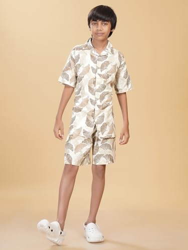 Image of Ninos Dreams Boys Cotton Rayon Halfsleeves Coord Set with Shirt & Shorts /Boys Vacation wear /boys co ord set /Boys Tropical print Shirt & Shorts set /Boys Clothing Set