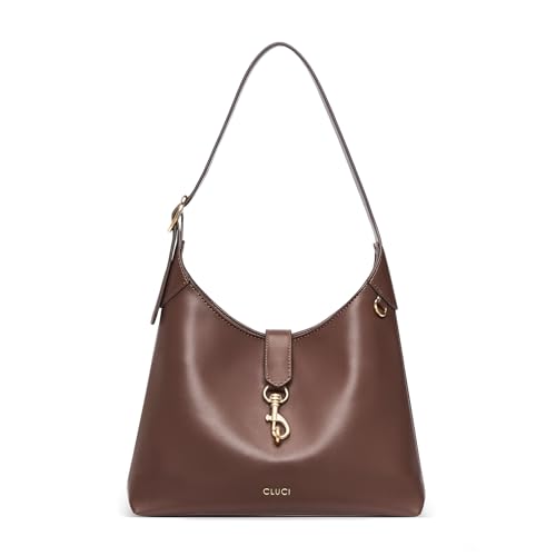 CLUCI Womens Purses and Handbags Soft Vegan Leather Hobo Bags with Adjustable Strap Lightweight Slouchy Shoulder Bag Brown