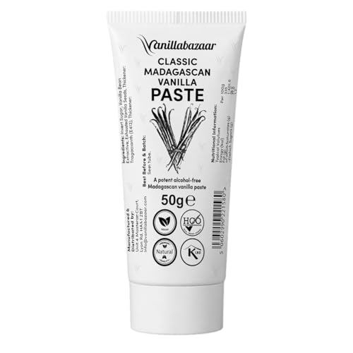 Classic Madagascan Vanilla Paste Double Strength with Seeds (50g) | Natural Kosher Halal Certified Vegan Alcohol-Free | Premium Baking Ingredient with Extra Seeds in Gel Form | Vanillabazaar