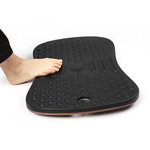 Image of Seville Classics airLIFT Premium Anti Fatigue Wooden Balance Wobble Board Mat w /Massage Points, for Office Standing Desk, Home, Exercise, Therapy, Sports Training, Black, 20 inchW x 14 inchD