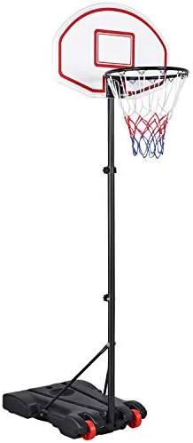 Yaheetech Portable Basketball Hoop Stand Backboard System Height Adjustable 5.2-7 ft Basketball Goal Indoor Outdoor with Wheels