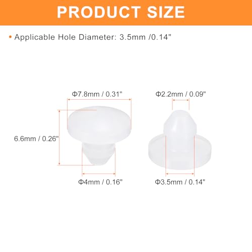 Image of uxcell 36 Pcs Silicone Plugs, Rubber Round Snap in Locking Hole Plugs for 3.5mm Hole, Hole Stoppers Waterproof Hole Plug for Metal Tube, Furniture End Caps Inserts, Clear