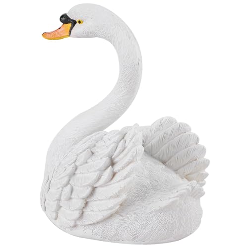 Haofy Adorno de Cisne de Simulación Flotante, Decoración de Resina para Jardín, Estanque y Jardín, Figura de Cisne de Realista Blanca de 19cm
