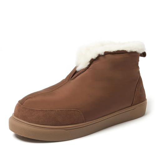 Dearfoams Men's Fireside Nylon Australian Shearling Water Resistant Après Winter Warm Up Bootie Snow Boot