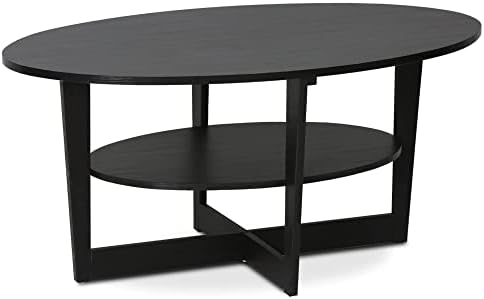 Furinno 15020WN Oval Coffee Table, Wood, Walnut, 89.99 (W) x 41.88 (H) x 50.01 (D) cm