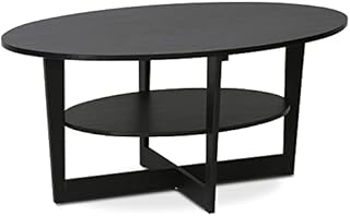 Furinno 15020WN Oval Coffee Table, Wood, Walnut, 89.99 (W) x 41.88 (H) x 50.01 (D) cm