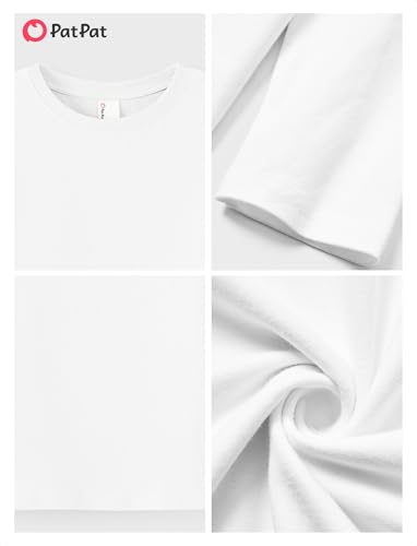 Image of PATPAT Boys Long Sleeve Shirts Cotton Solid Crew Neck Basic Shirts 5-16 Years