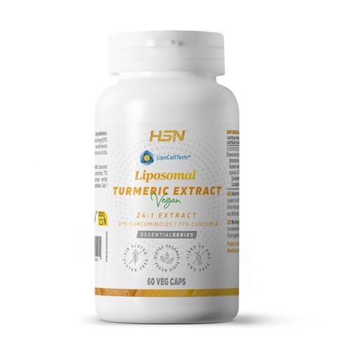 HSN Extracto de Cúrcuma Liposomada 280mg (91% Curcuminoides, 77% curcumina) | 60 Cápsulas Vegetales | Tecnología LipoCellTech™ Protección Liposomal +BIODISPONIBILIDAD | No-GMO, Vegano, Sin Gluten
