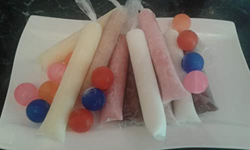 Ice Candy Wrapper, 100 Transparent/Green Plastic Ice Candy Bags, Mold for Frozen Desserts and Snacks