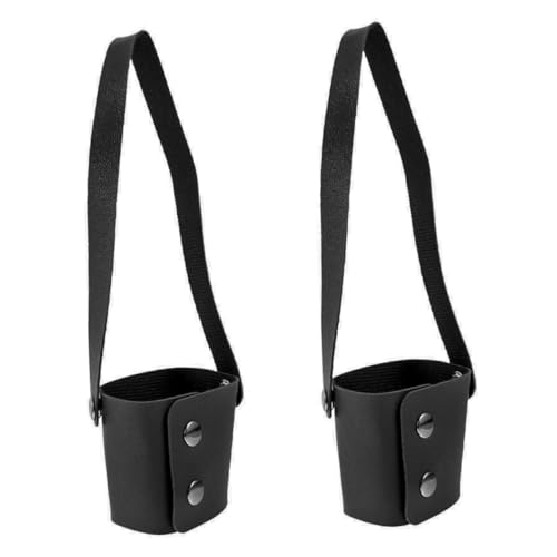 PLAFOPE 2Pcs Fake Coffee Cup Holder Drink Carrier with Shoulder Strap Insulated Drink Sleeve for Tea and Milk Tea Cups Black and Comfortable Design
