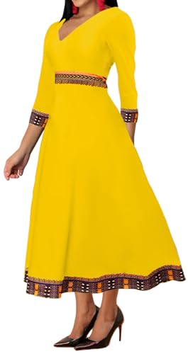 Image of VisiChenup African Print Dress for Women Casual Midi Dress