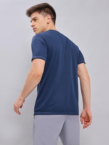 Image of TECHNOSPORT Men's 100% Polyester Slim Fit Solid Short Sleeve T-Shirt for Gym, Workout, Sports and Regular Use - Pack of 2