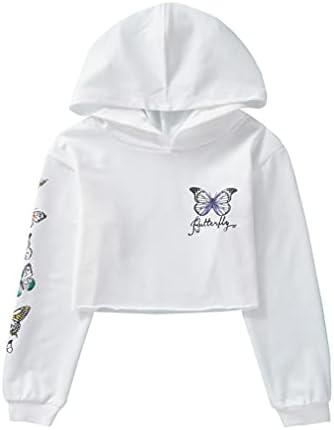 zdhoor Kids Girls Jazz Hip Hop Dance Crop Top Hooded Sweatshirt Long Sleeve Claus Loose Cropped Pullover