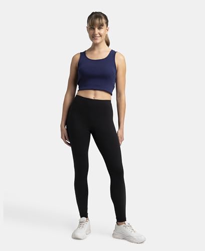 Image of Jockey AW87 Women Super Combed Cotton Elastane Stretch Leggings with Ultrasoft Waistband