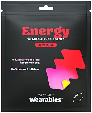 They Are Wearables Energy Patches - Green Tea, Yerba Mate, Black Maca, Ginseng - Plant Based, Gluten-Free, Vegan Wellness - Gradient Lightning Bolt Patches, 28 Count