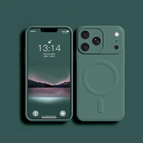 Coque silicone liquide iPhone 12 antichoc vert foncé résoud les coupures de charge sans fil
