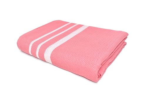 Image of Pring Cotton Bath Towel - Dobby Thick - Plain (Large 35 inch x 70 inch, Tearose, Pack of 1) (Large)
