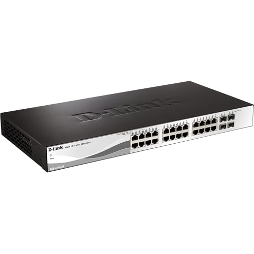 D-Link 28-Port Metro Ethernet Gigabit Smart Managed Switch - 24 GbE + 4 SFP Ports - L2+ - VLANS - Fanless (DGS-1210-28-ME)