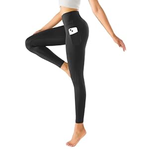 Leggings for Women, High Waisted Yoga Pants with Deep Side Pockets, Non-See-Through Workout Leggings, Full Length