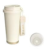 Kamiizumi タンブラー ストロー付き セラミック 蓋付き 持ち運び 水筒 炭酸対応530ml 直飲み 乳製品OK こぼれない ステンレス かわいい 保冷 保温 コーヒーカップ マグカップ 洗いやすい 人気 おしゃれ