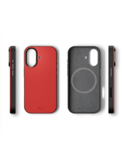 Image of DailyObjects Leatherite Case for iPhone 16 Plus Compatible with Mag-Safe Wireless Charging | Crimson-Grey Hybrid Magnetic Back Cover