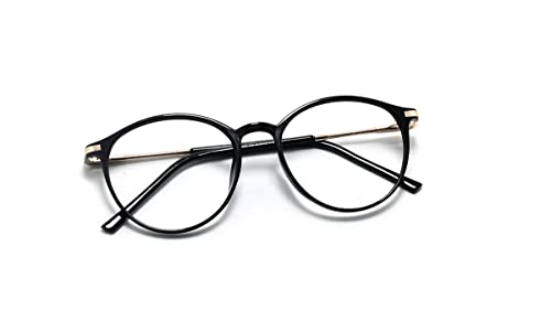 Óculos Armação Geek Redondo Feminino Masculino Sem Grau Cor: Preto Verniz-Dourado