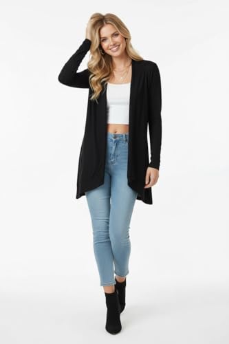 Image of ToBeInStyle Womens Open Front Long Sleeve Lightweight Asymmetrical Draped Cardigan with Side Pockets