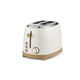 GEEPAS NordiQ 2 Slice Toaster | Matte Finish with Wood Accents | 6 Browning Levels Defrost Reheat & Cancel | High Lift Removable Crumb Tray Cool Touch Cord Storage | 2 Year Warranty 850W Cream