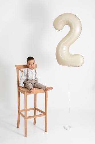 Image of Cream 4 Balloon, Number Balloons 40 Inch, 4th Cream Party Decorations, Four Large Numbers for Party Decor, Number 4 Balloon