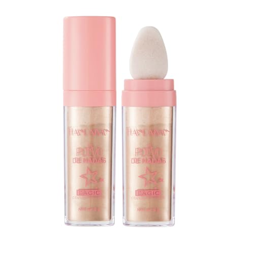 Polvo De Hadas Highlight Patting Powder Stick, Fairy Patting Powder, Hair Body Bombe, Face Body Highlighter Illuminating Powder Brighten Brillo Polvo Maquillaje (Marrón Dorado)