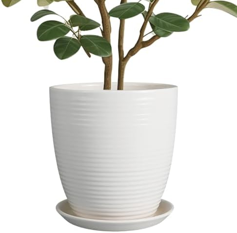 10 Inch Ceramic Planter Pot - Large Plant Pot with Drainage Hole ...