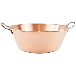 Cazuelas De Cobre Antiguas Cuisine Romefort | Cazuela de cobre de 38 cm de diámetro | Asas de acero inoxidable | Olla de cobre lisa para cocinar mermelada (L | 9 litros)