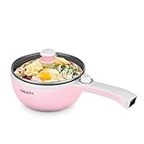 Dezin Hot Pot Electric Upgraded, Non-Stick Sauté Pan, Rapid Noodles Electric Pot, 1.5L Mini Portable Hot Pot for Steak, Egg, Fried Rice, Ramen, Oatmeal, Soup with Power Adjustment
