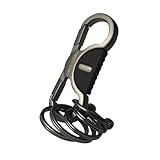 hejojoyzao Heavy Duty Keychain with Quick Release Double Carabiner Clip, Key Rings, D Ring, Car Key Holder for Belt Loop (Black Nickel with Black)
