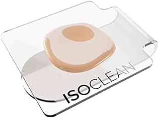 ISOCLEAN Professional Makeup Mixing Palette - Acrylic - Hand-held, Clear Acrylic Plastic Make Up Tray for Cosmetics Foundation & Nail Art Manicure includes Spatula