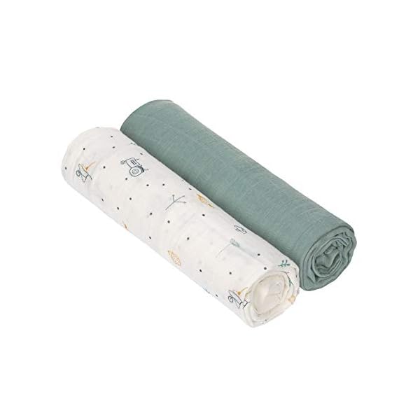 LÄSSIG Baby Mulltücher Spucktücher 2er Set Musselin Puckdecke Pucktuch kuschelig weich atmungsaktiv (2 Stk. 120 x 120 cm…