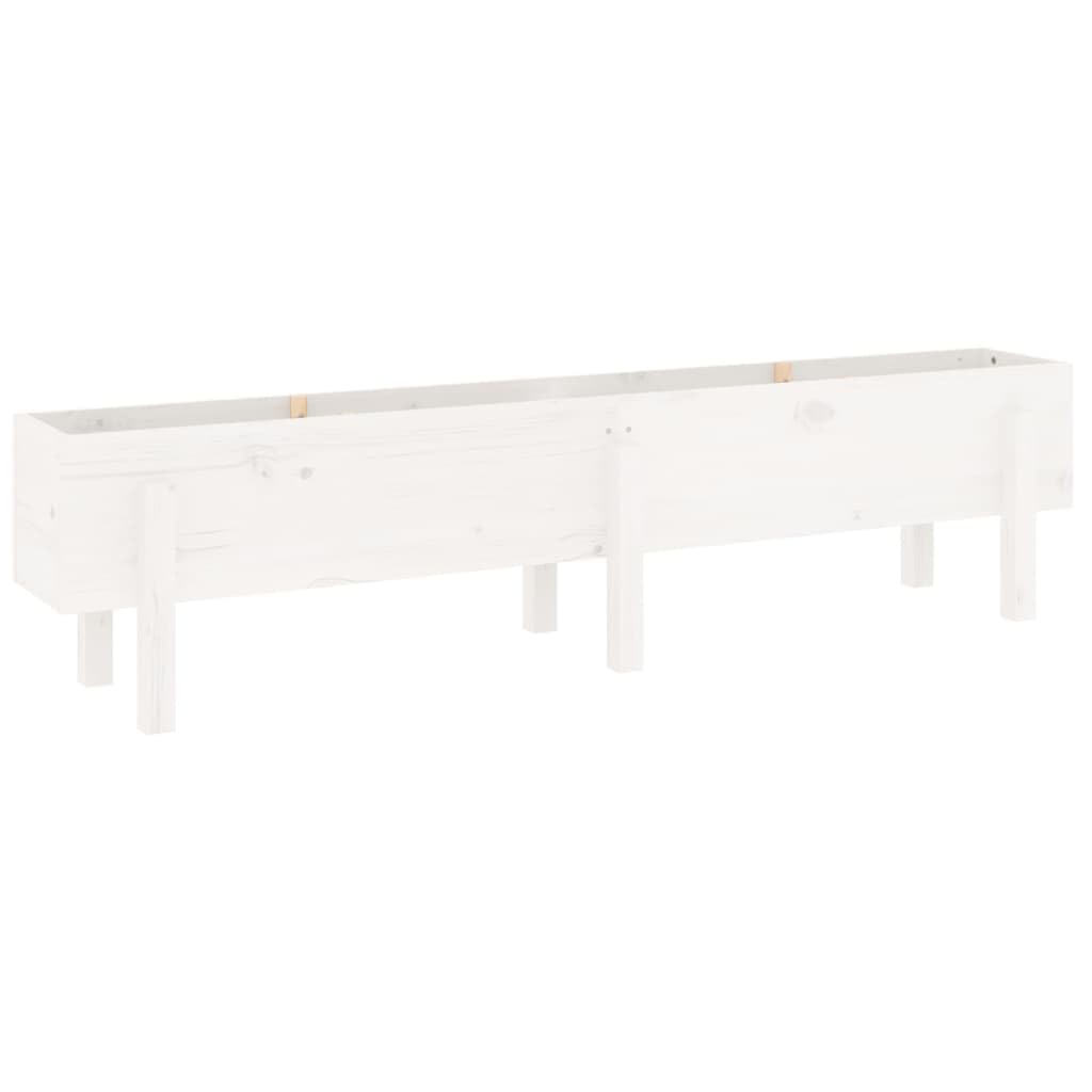 Lit surélevé de jardin blanc 160x30x38 cm bois pin massif grand bac