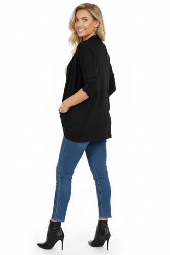 Image of ToBeInStyle Womens Open Front Long Sleeve Lightweight Asymmetrical Draped Cardigan with Side Pockets
