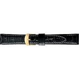 BAMBI(バンビ) 時計 バンド 牛革型押し スコッチガードレザー使用 強力撥水 11mm ブラック 美錠 ゴールド BKMB053AH