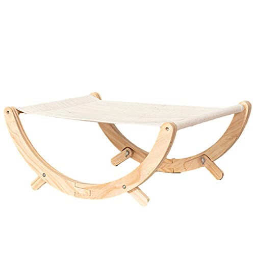 Cama de Madera Para Gatos - Hamaca Elevada Antideslizante Para Interiores con Base Mecedora Para Mascotas